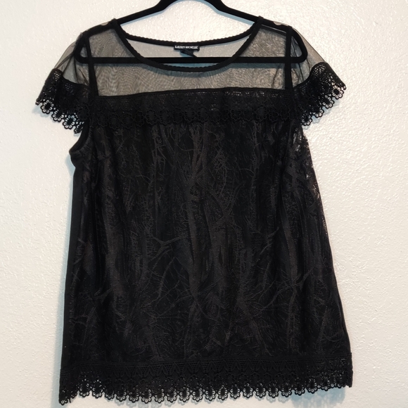 Lauren Michelle Tops - Black Sheer Blouse XL